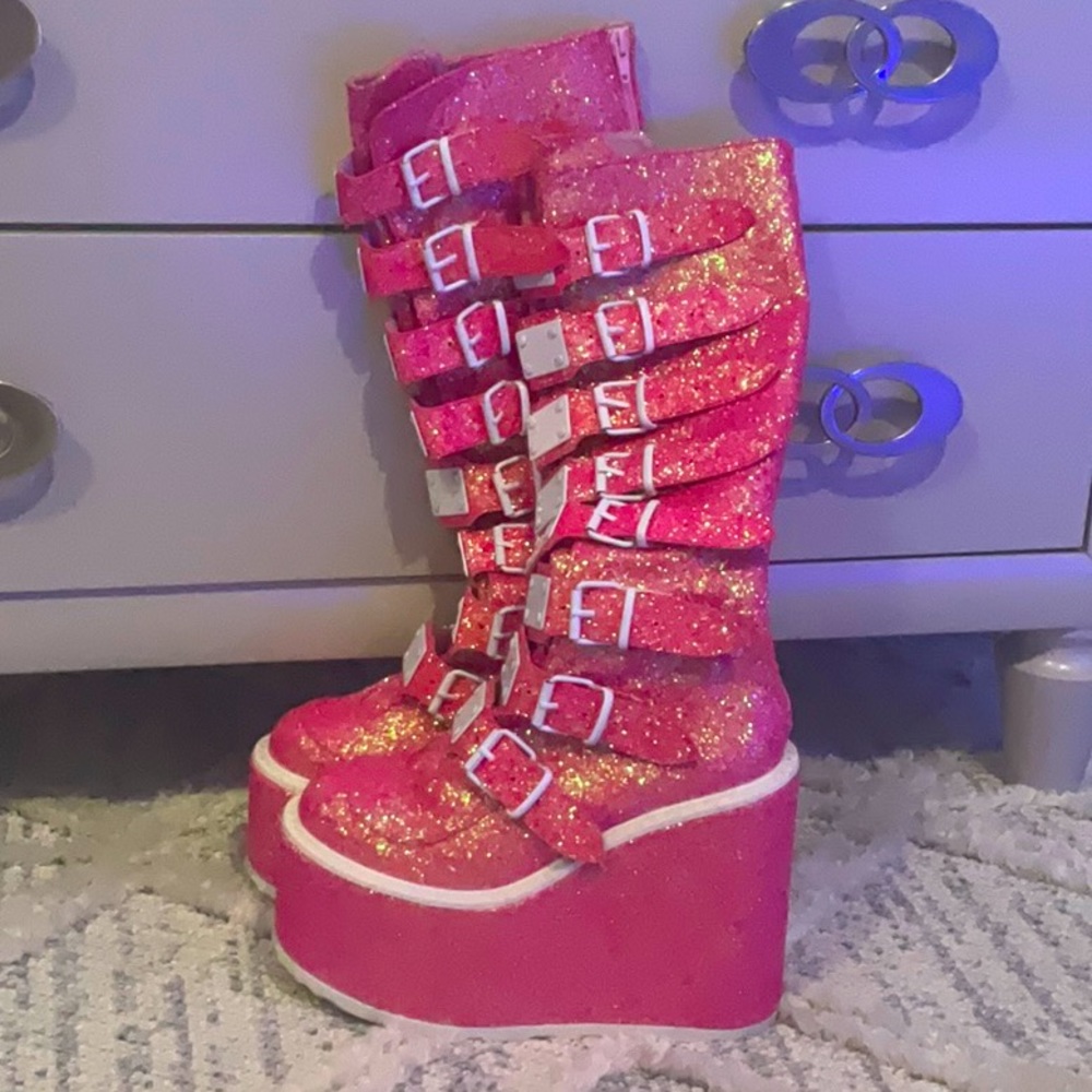 Dolls Kill Pink Barbie Boots Gem